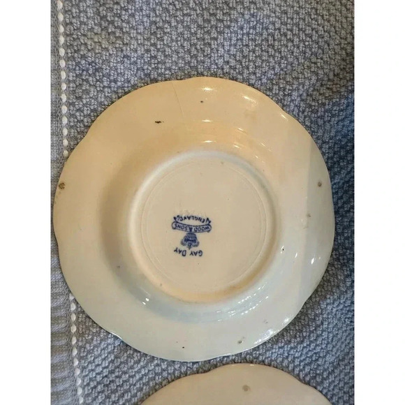 Set Of 3 Gay Day England Wood And Sons Blue & White Floral Print small Plates - Picture 6 of 8